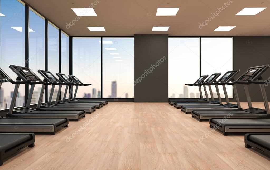 treadmills in fitness gym