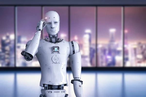 Robot androide pensando —  Fotos de Stock