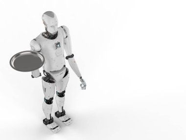 hizmet tepsi tutarak robot