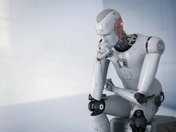 Robot sit down and thinking — Stock Photo, Image