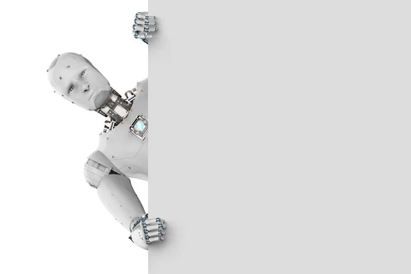 Roboter mit weißem Blankopapier — Stockfoto
