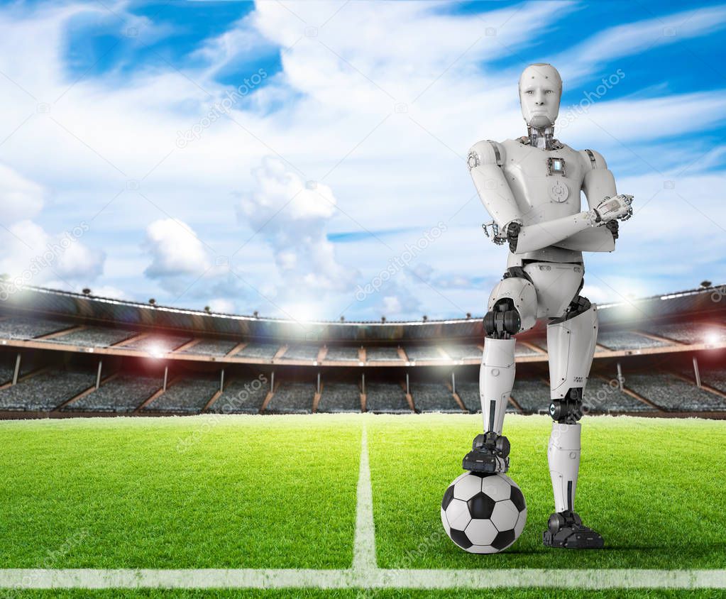 robot with soccer ball