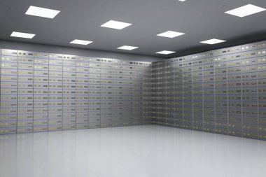 safe deposit boxes inside bank vault clipart