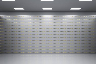 safe deposit boxes inside bank vault clipart