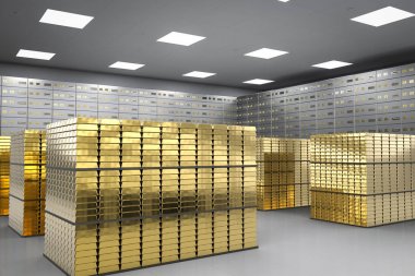 bullion and safe deposit boxes in room clipart