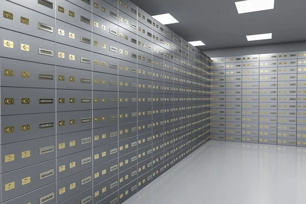 Safe deposit boxes inside bank vault — Stock Photo, Image
