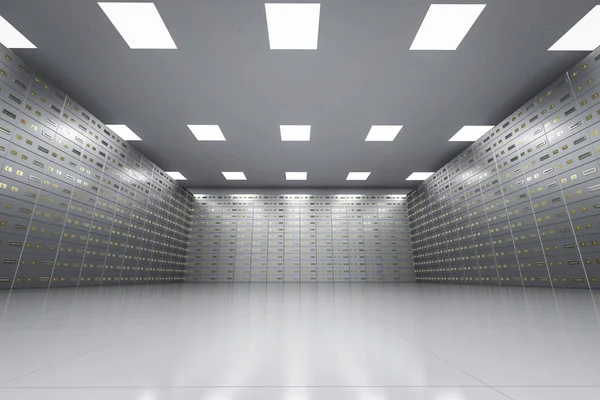 safe deposit boxes inside bank vault