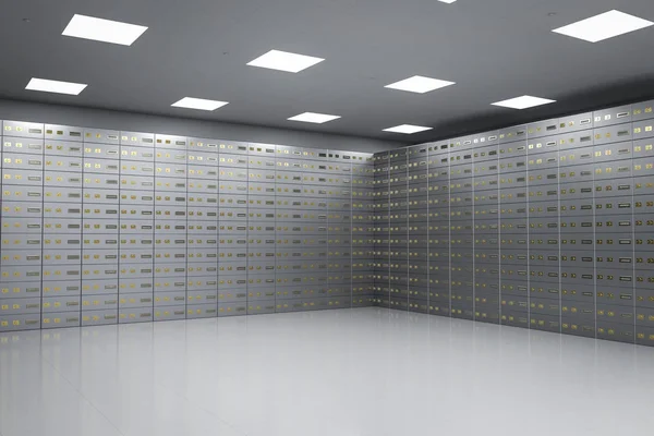 safe deposit boxes inside bank vault