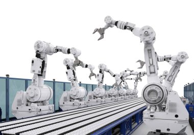 robot silah konveyör hattı ile