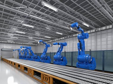 robot silah konveyör hattı ile