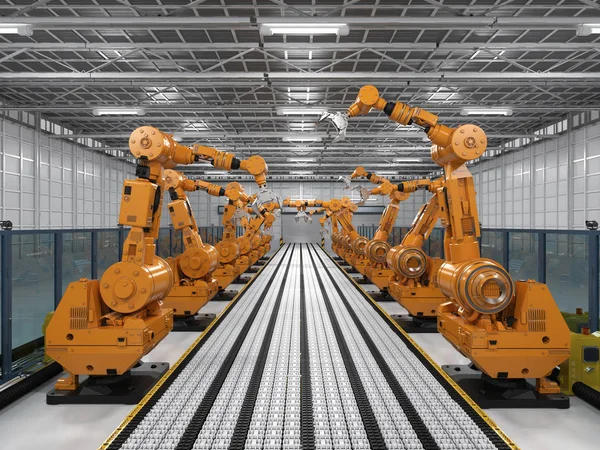 Robot arms with conveyor line — Stock Photo, Image