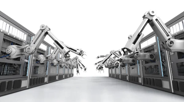 Konveyör hattı ile robot makineleri