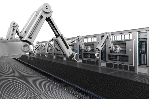 Konveyör hattı ile robot makineleri