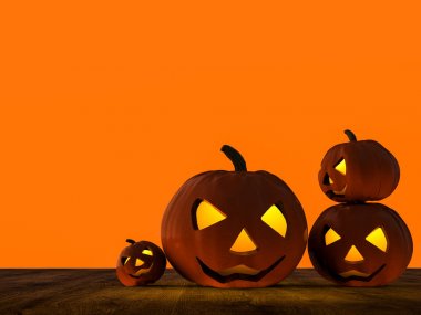 dört halloween kabaklar 