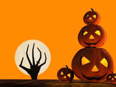 Cadılar Bayramı Balkabağı ve zombi el yükselen 