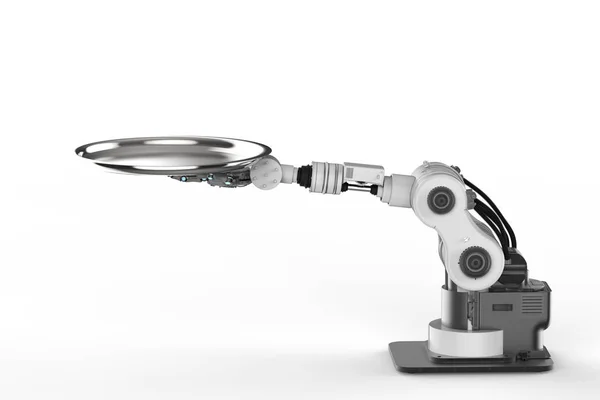 Robot hand bedrijf koekenpan — Stockfoto