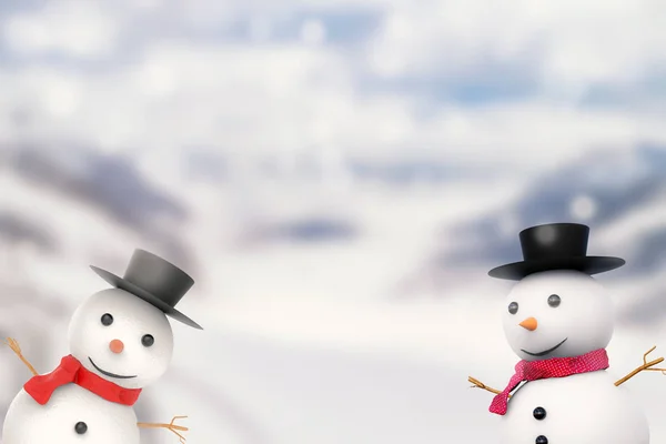 Два посміхаючись сніговика — стокове фото