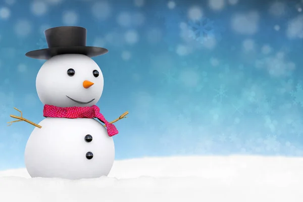 Lächelnder Schneemann auf Schnee — Stockfoto
