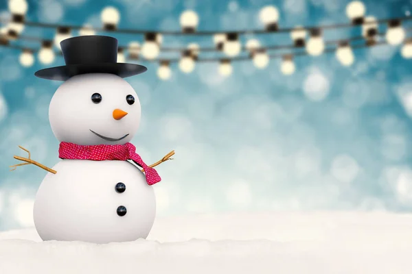 Lächelnder Schneemann auf Schnee — Stockfoto