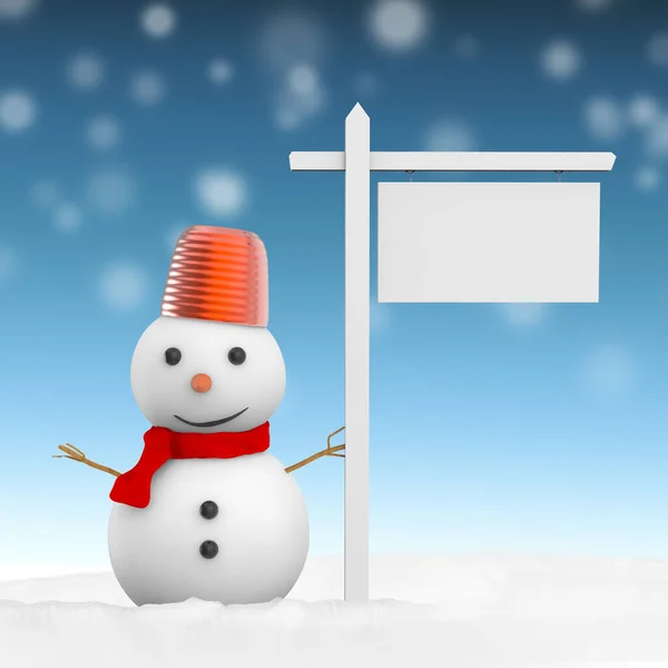 Chapéu vermelho sorrindo boneco de neve — Fotografia de Stock