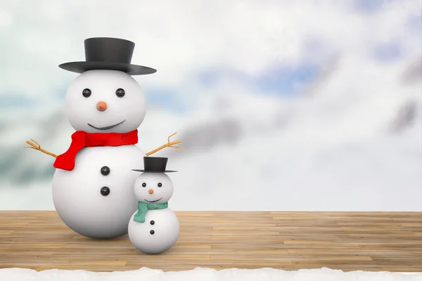 Dois boneco de neve sorridente — Fotografia de Stock