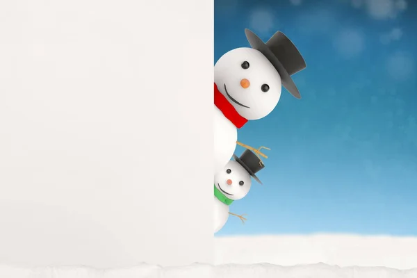 Два улыбающихся снеговика — стоковое фото