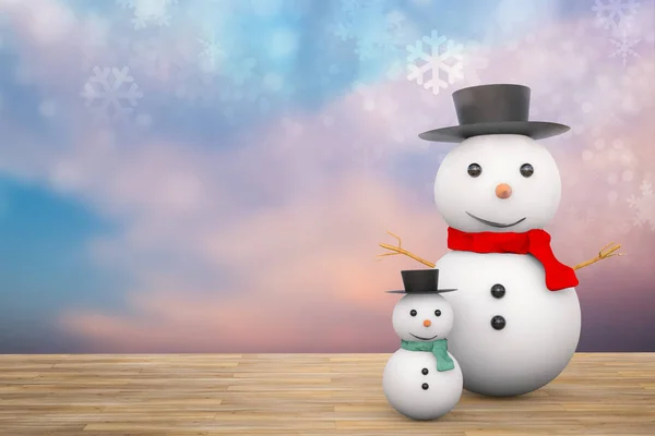 Dois boneco de neve sorridente — Fotografia de Stock