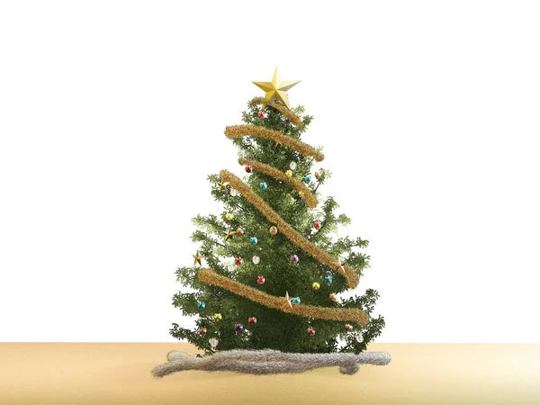 Weihnachtsbaum auf weißem Hintergrund — Stockfoto
