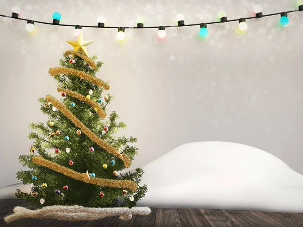 Weihnachtsbaum mit Weihnachtsschmuck dekorieren — Stockfoto