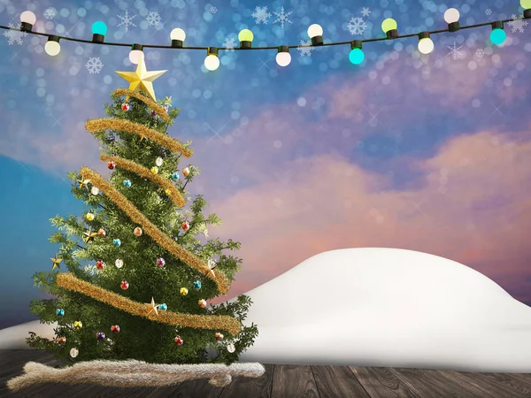 Albero di Natale decorare con ornamenti natalizi — Foto Stock