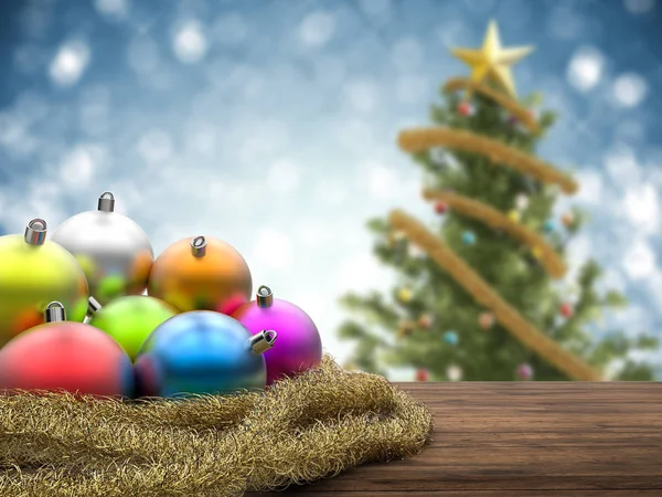 Weihnachtsschmuck mit Leerzeichen auf blauem Hintergrund — Stockfoto