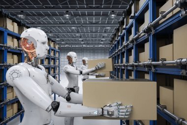 robotlar kutularını taşımak