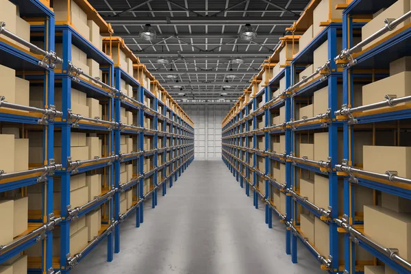 Racks full of carton boxes — Stock Photo, Image