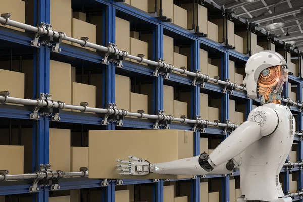 I robot trasportano scatole — Foto Stock