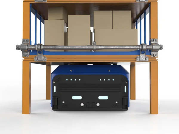 Armazém robô transportar caixas — Fotografia de Stock