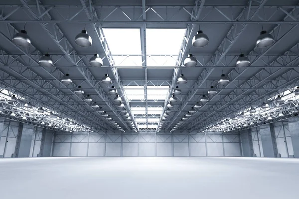 Empty factory with lamps — Stock Photo, Image