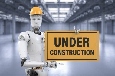 İnşaat işaret altında tutan robot