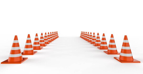 traffic cones in a row 
