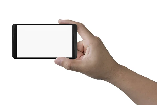 Рука тримає порожній екран мобільний — стокове фото