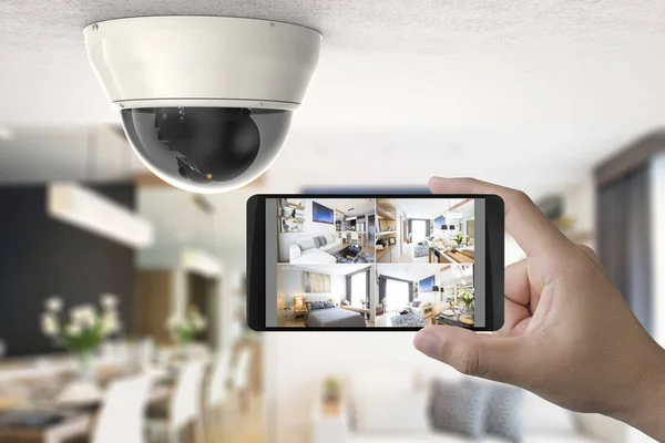 Mobiele verbinding met security camera — Stockfoto