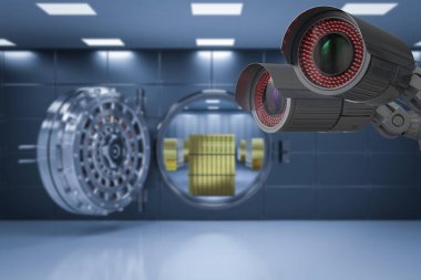 security camera in bank vault clipart