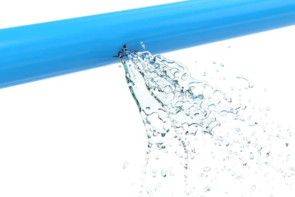 Leaking pipe with water splash — Stock Photo, Image