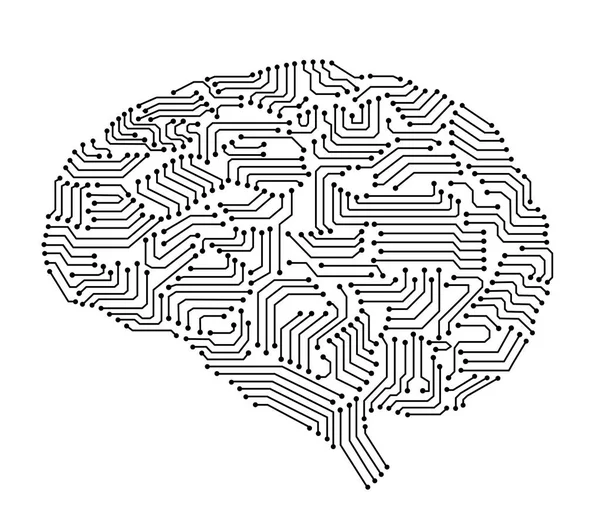 Circuit imprimé en forme de cerveau — Image vectorielle