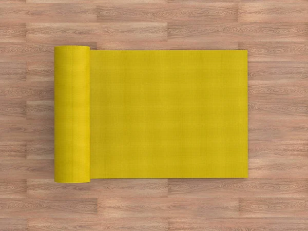 Жовтий йога килимок — стокове фото