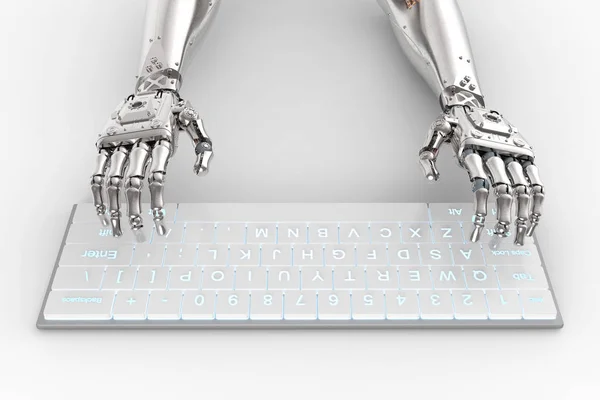 Robot hand with keyboard — Stock Photo, Image