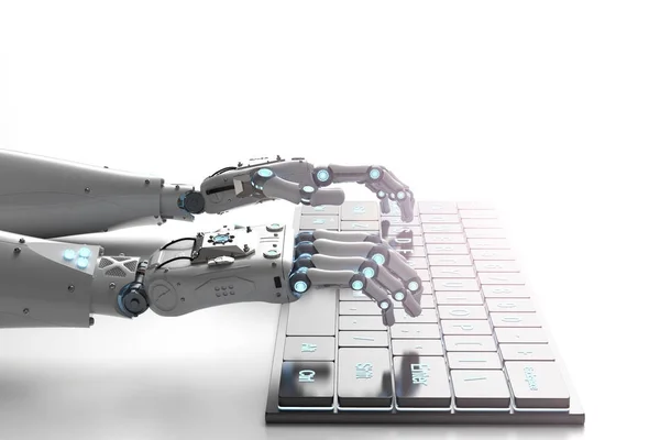 Robot hand with keyboard — Stock Photo, Image