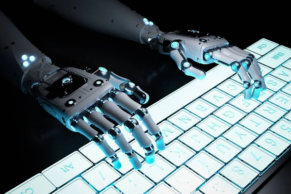 Robot kéz a billentyűzet — Stock Fotó