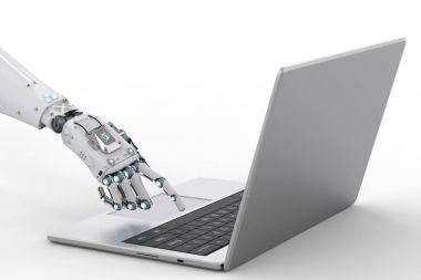 laptop ile çalışan robot