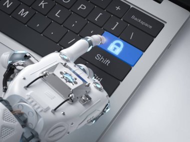 robot el ile Kilit düğmesi