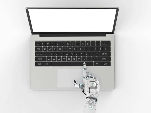 Robot trabajando con el ordenador portátil —  Fotos de Stock